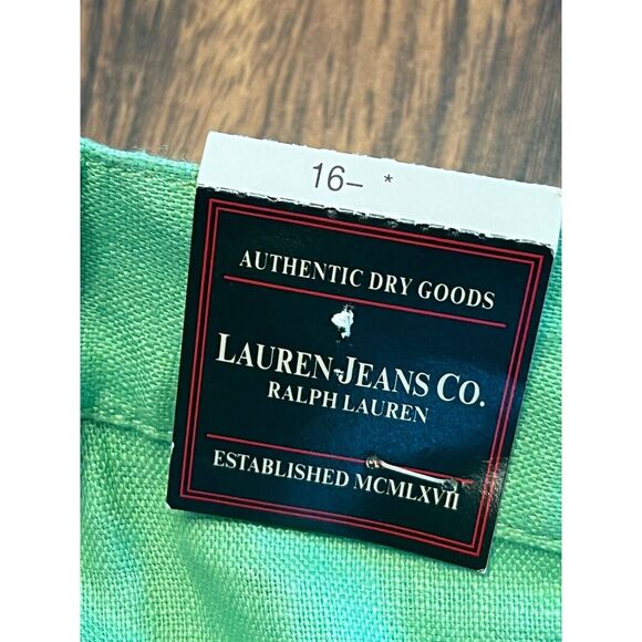 Ralph Lauren Womens Sz 16 Linen Grass Green Wide Crop Leg Spring Vtg NEW - Picture 10 of 14